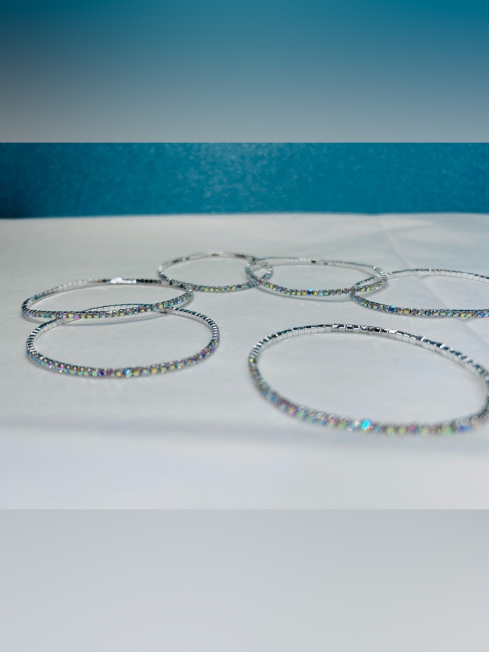 Iridescent dainty rhinestone bracelets set of 6 brand new with tags NWT